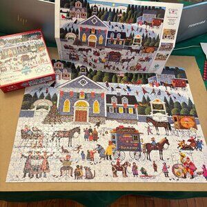 Charles Wysocki Churchyard Christmas 1000 Pc Jigsaw Puzzle Buffalo Games 91400